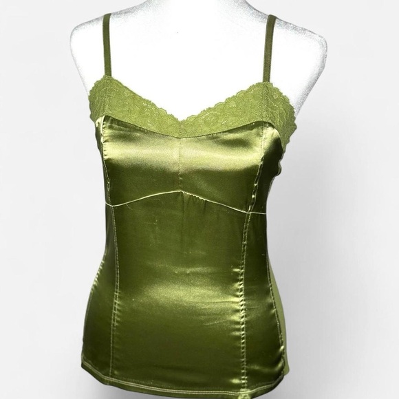 Vintage 90s Fairy Green Cami, Satin, Size Small - Picture 6 of 6